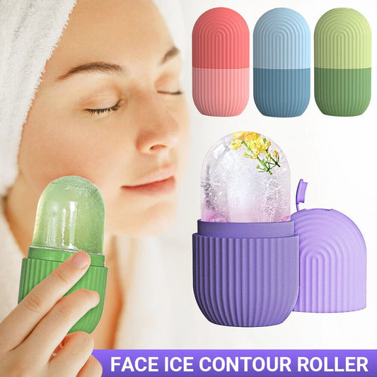 Ice Roller Facial Massage – Reusable Silicone Ice Cube Roller for Face, Eyes & Neck | Shrinks Pores, Reduces Puffiness, Dark Circles & Eye Bags